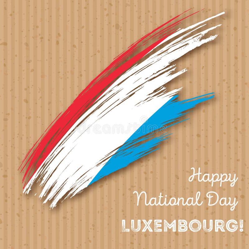 Luxembourg Independence Day Patriotic Design. Expressive Brush Stroke in National Flag Colors on kraft paper background. Happy Independence Day Luxembourg Vector Greeting Card. Luxembourg Independence Day Patriotic Design. Expressive Brush Stroke in National Flag Colors on kraft paper background. Happy Independence Day Luxembourg Vector Greeting Card.