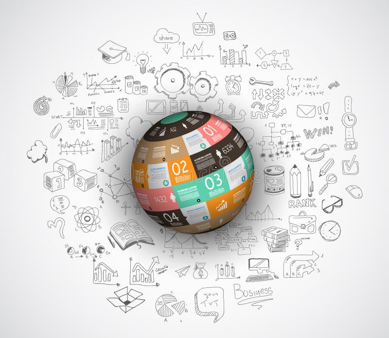 Diseño plano y conceptos dibujados mano para el éxito empresarial stock de ilustración Diseño plano y conceptos dibujados mano para el éxito empresarial stock de ilustración