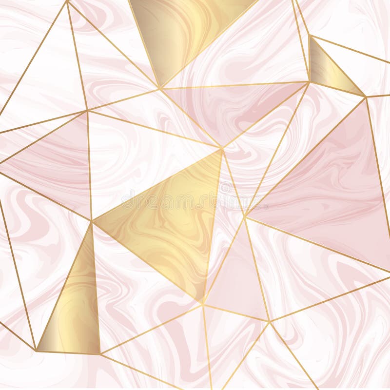 Low poly design with gold accents on marble texture. Low poly design with gold accents on marble texture