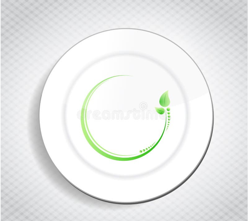 Diseño sano de la licencia de la comida sobre un plato ilustración del vector Diseño sano de la licencia de la comida sobre un plato ilustración del vector