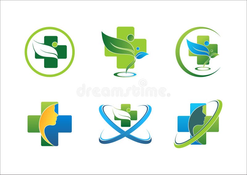 Diseño sano del vector del sistema de símbolo de la salud del logotipo de la salud de la gente de la hoja farmacéutica médica del stock de ilustración Diseño sano del vector del sistema de símbolo de la salud del logotipo de la salud de la gente de la hoja farmacéutica médica del stock de ilustración