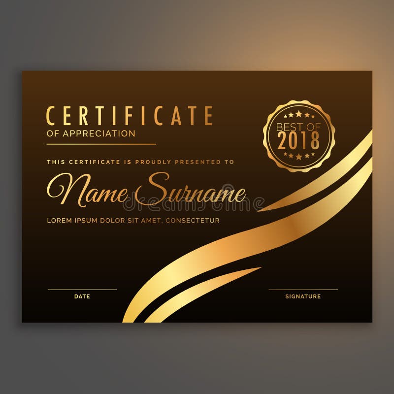 Diseño superior elegante del certificado en color de oro libre illustration Diseño superior elegante del certificado en color de oro libre illustration