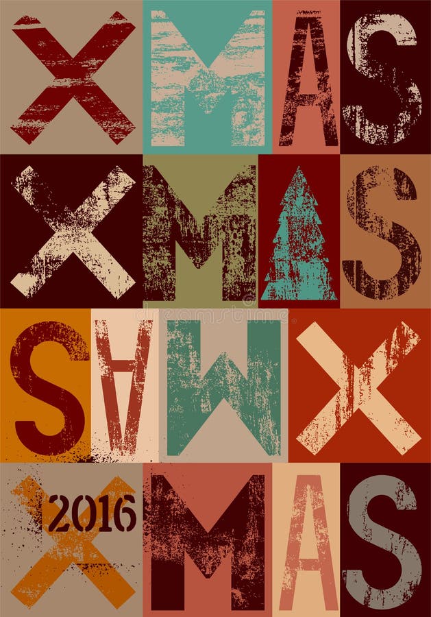 Diseño tipográfico de la tarjeta de Navidad o del cartel del estilo del vintage Ejemplo retro del vector del grunge stock de ilustración Diseño tipográfico de la tarjeta de Navidad o del cartel del estilo del vintage Ejemplo retro del vector del grunge stock de ilustración