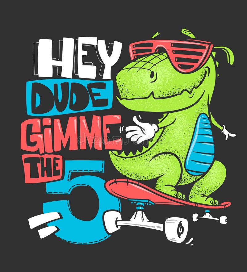 Diseño urbano de la impresión de la camiseta del dinosaurio del monopatín, ejemplo del vector stock de ilustración Diseño urbano de la impresión de la camiseta del dinosaurio del monopatín, ejemplo del vector stock de ilustración