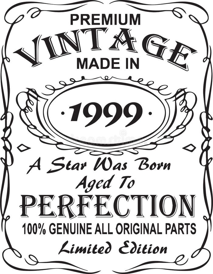 Diseño vectorial de la impresión de la camiseta El vintage superior hizo en 1999 una estrella fue llevado envejeció a la perfecci ilustración del vector Diseño vectorial de la impresión de la camiseta El vintage superior hizo en 1999 una estrella fue llevado envejeció a la perfecci ilustración del vector