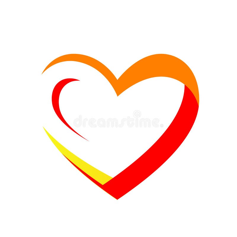 diseño vectorial del logotipo del corazón de amor de color naranja elegante