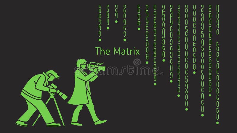 Diseño vectorial del mundo digital de la escena de lluvia del código Matrix y la tecnología libre illustration
