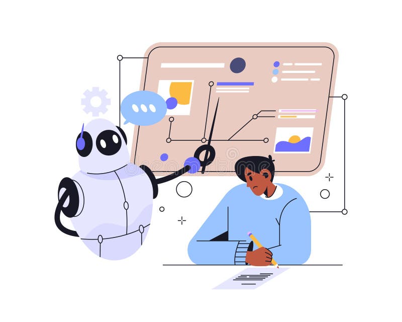 Diseño vectorial para el concepto de estudio de ai para aprendizaje en línea ilustración del vector