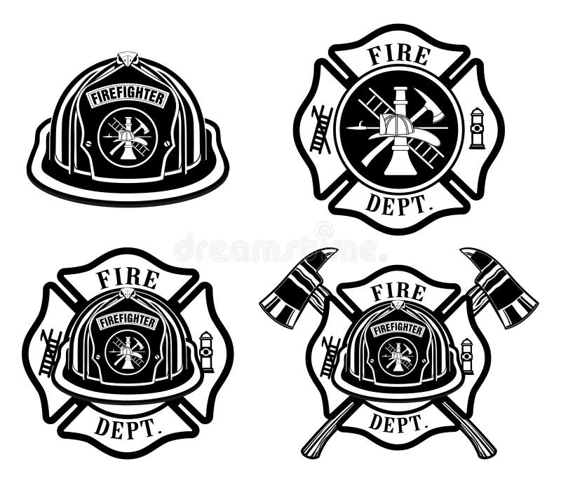Diseños de la cruz y del casco del cuerpo de bomberos