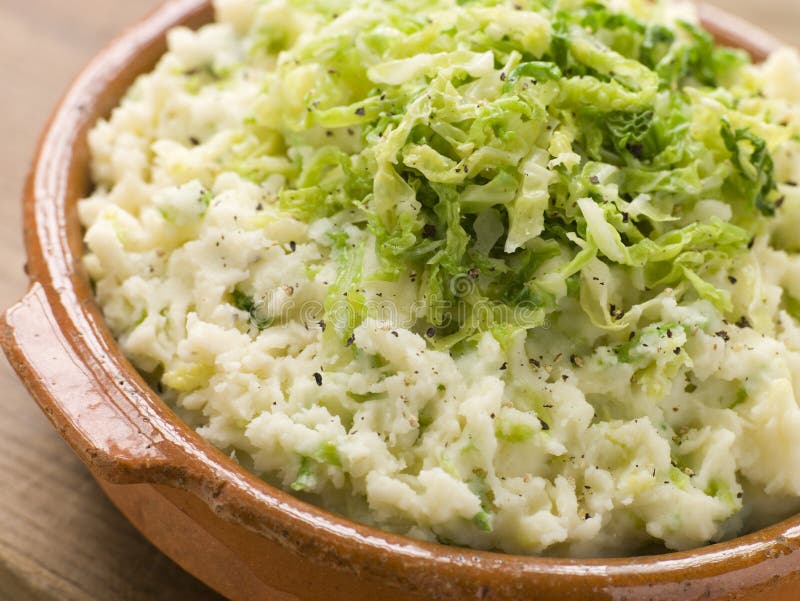 Dish of Colcannon. From above royalty free stock photos