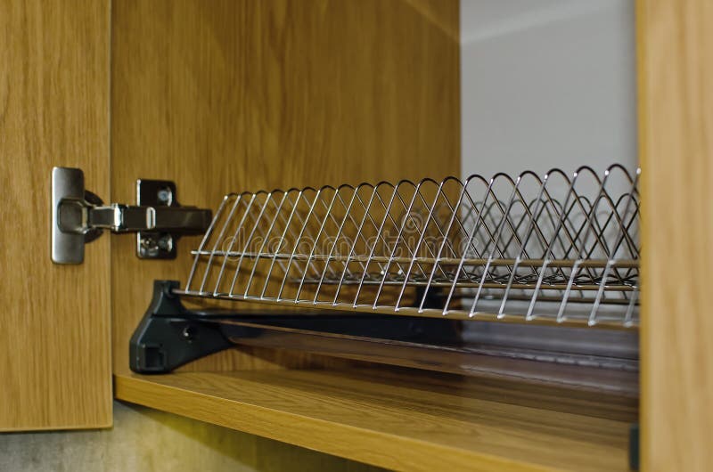 Dish Dryer in a Kitchen Closeup Stock Image Image of