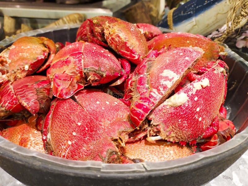 Boiled Spanner Crab, Red Frog Crab in a Seafood Restaurant. Stock Image