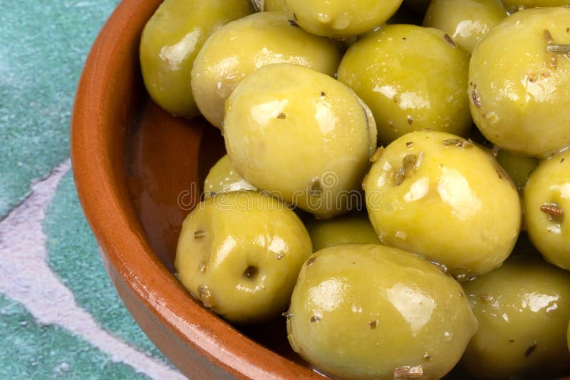 Green Olives Marinated in Thyme Stock Image Image of marinated