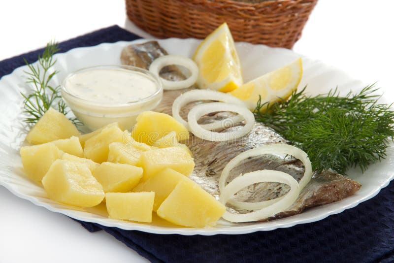 Herring with potatoes. stock photo. Image of salty, cook 1382364