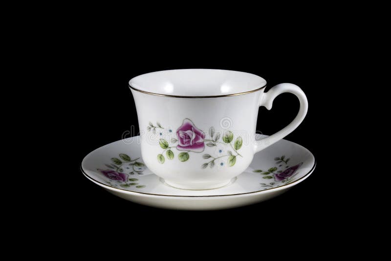 Dish and Mug for Tea from Porcelain Stock Photo Image of gilding