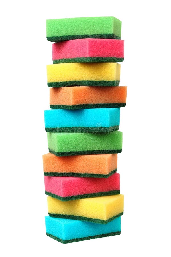 Dish sponges on white stock image. Image of wash, artificial 118624891