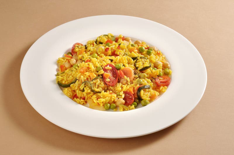 Vegetarian Paella Spanish Rice Stock Photo Image of green