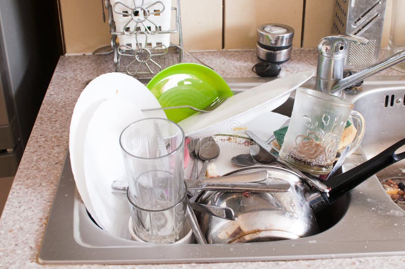 dishes in a kitchen sink