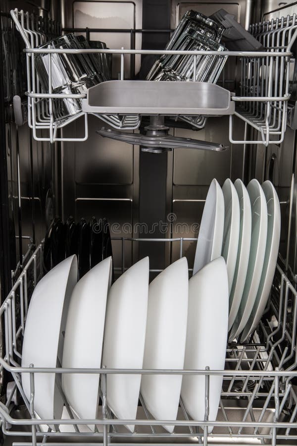 Dishes after Washing in Dishwasher Machine Stock Image Image of