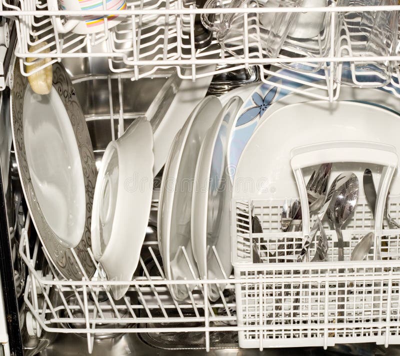Drawer in a modern kitchen stock image. Image of plates - 11455013