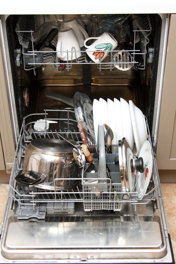 Dishwasher with Dirty Dishes Stock Photo Image of dishes, overload 48398108
