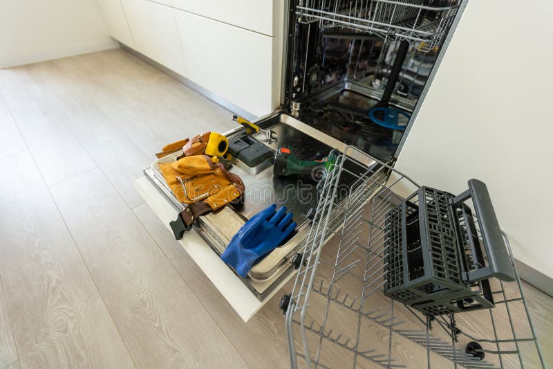 Dishwasher Door Removed for Repair, Breakdown of Kitchen Appliances