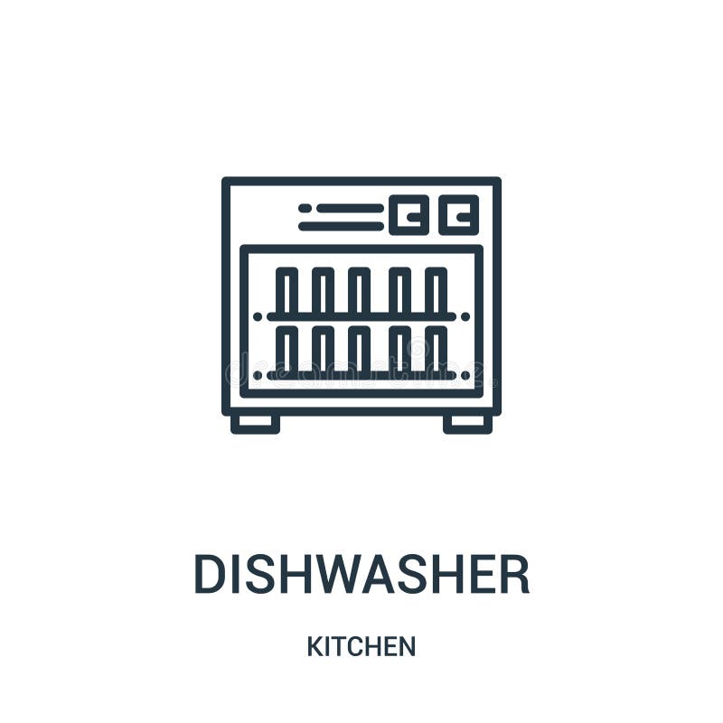 Dishwasher Icon Vector from Housekeeping Collection. Thin Line
