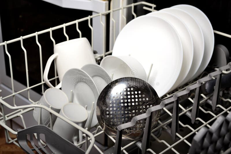 Dishwasher in the kitchen stock photo. Image of metal 191149856