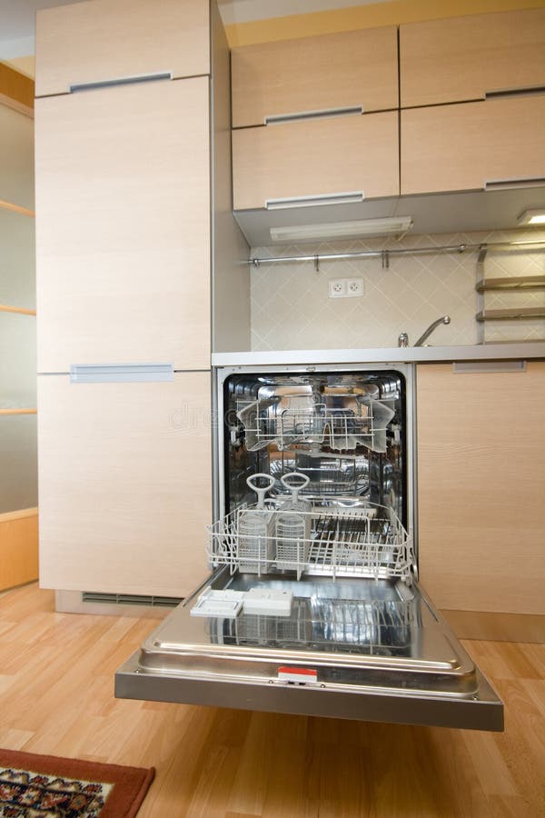 Dishwasher stock image. Image of metal, living, wooden 34122815