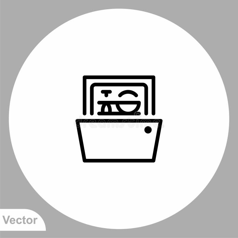 Dishwasher Vector Icon Sign Symbol Stock Vector Illustration of