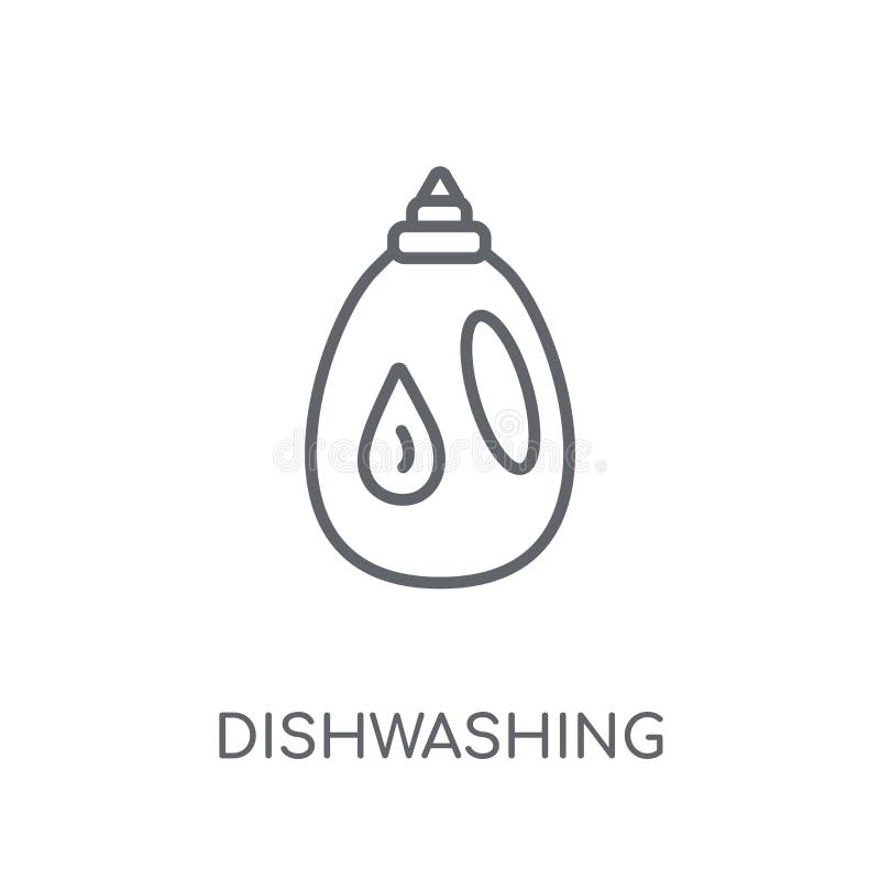 Dishwashing detergent linear icon. Modern outline dishwashing de stock illustration