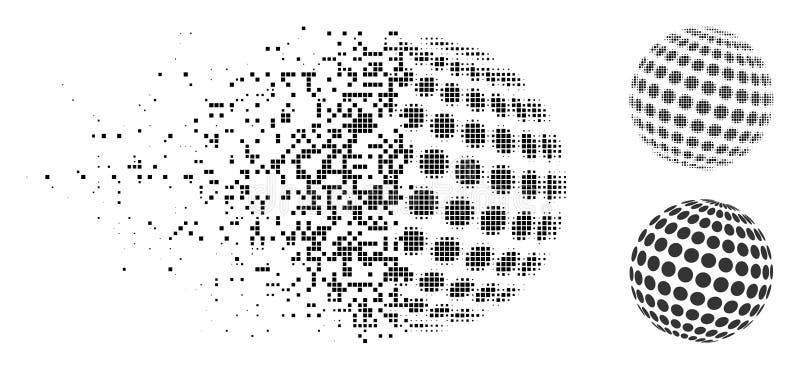 Disintegrating Dotted Halftone Abstract Dotted Sphere Icon royalty free illustration