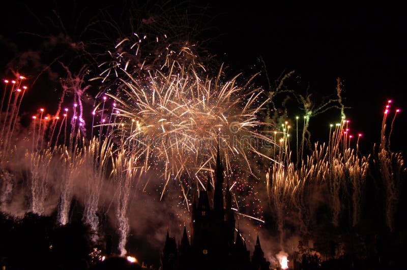 Disney Cinderella Castle Shape With Fireworks Editorial ...