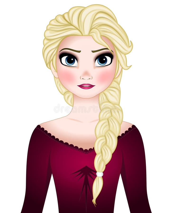 Disney vector illustration Elsa isolated on white background, frozen