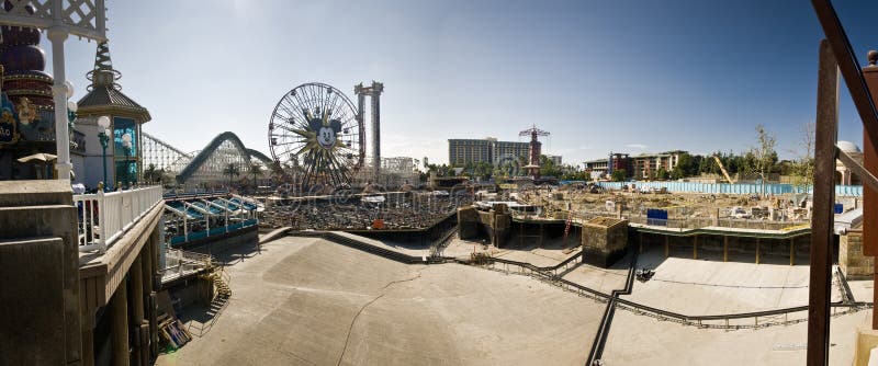 Disneyland California Adventure Construction Panor royalty free stock photo Disneyland California Adventure Construction Panor royalty free stock photo