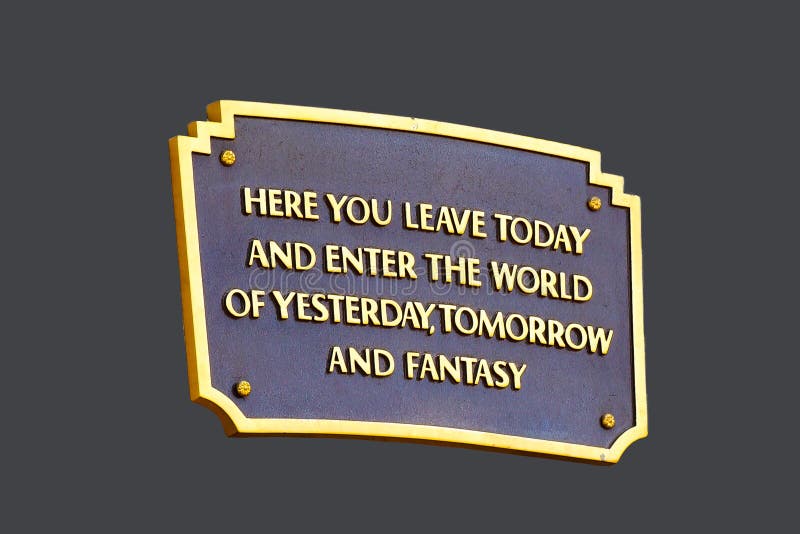 Disneyland-Eingangs-Plaketten-Motto lizenzfreies stockbild Disneyland-Eingangs-Plaketten-Motto lizenzfreies stockbild