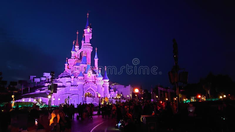 Disneyland Paris at night Stock Photo - Alamy