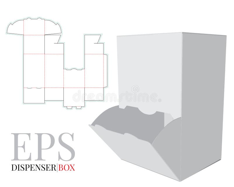 Dispenser Box Cardboard Display Box Template with Die Cut Lines Stock Dispenser Box Cardboard Display Box Template with Die Cut Lines Stock