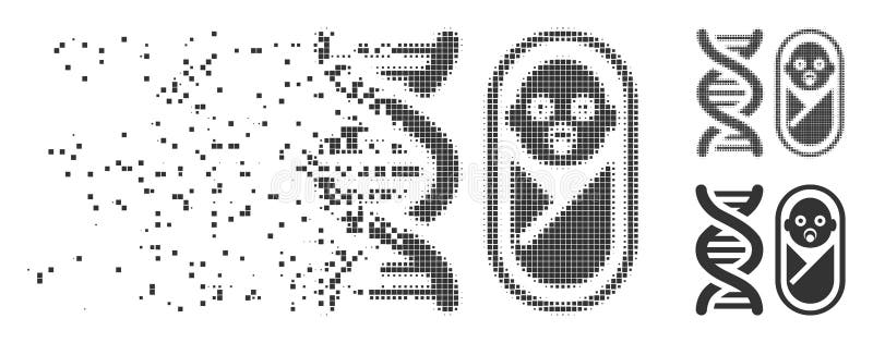 Baby Genetics Decomposed Pixel Halftone Icon royalty free illustration