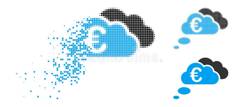 Dispersed Dotted Halftone Euro Dream Clouds Icon vector illustration Dispersed Dotted Halftone Euro Dream Clouds Icon vector illustration