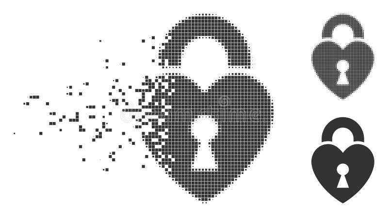 Heart Lock Moving Pixel Halftone Icon vector illustration