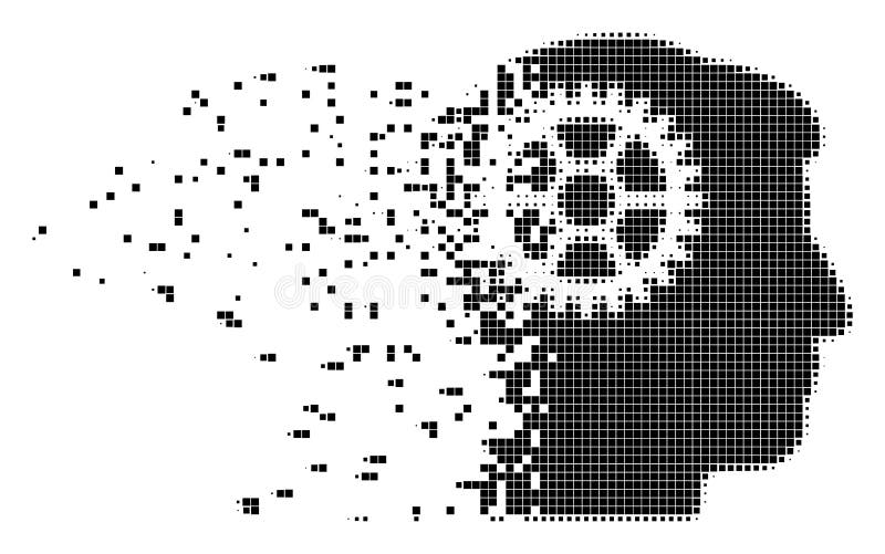 Intellect Cog Damaged Pixel Icon royalty free illustration