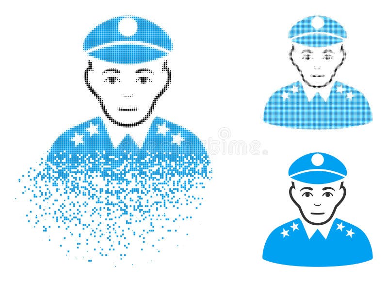 Dispersed Pixelated Halftone Army General Icon with Face royalty free illustration