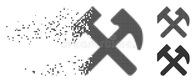 Work Damaged Pixel Halftone Icon stock illustration