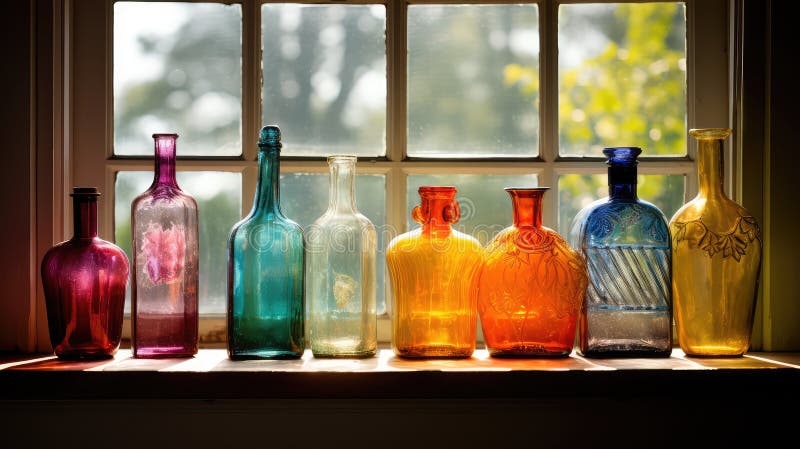 Display antique glass objects vector illustration