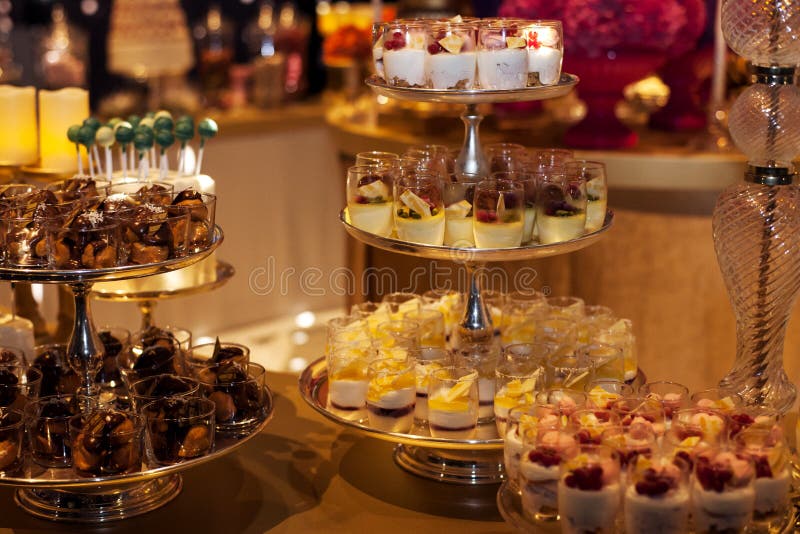 Display of Desserts at a Buffet Stock Image Image of elegent