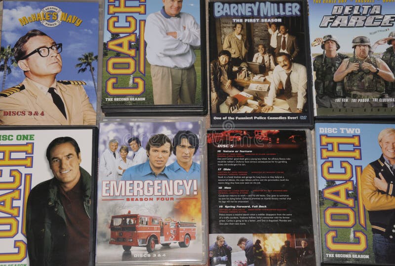 A display of DVDs of a variety of TV shows and Movies