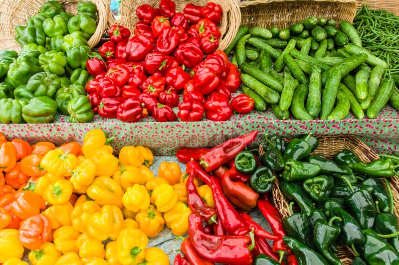 Display of Fresh Peppers at the Market Stock Photo Image of dieting