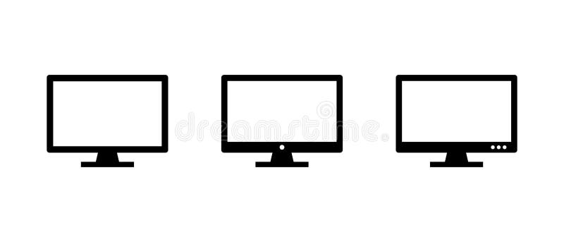 Display monitor icon set in generic style. Computer desktop screen sign symbol vector illustration