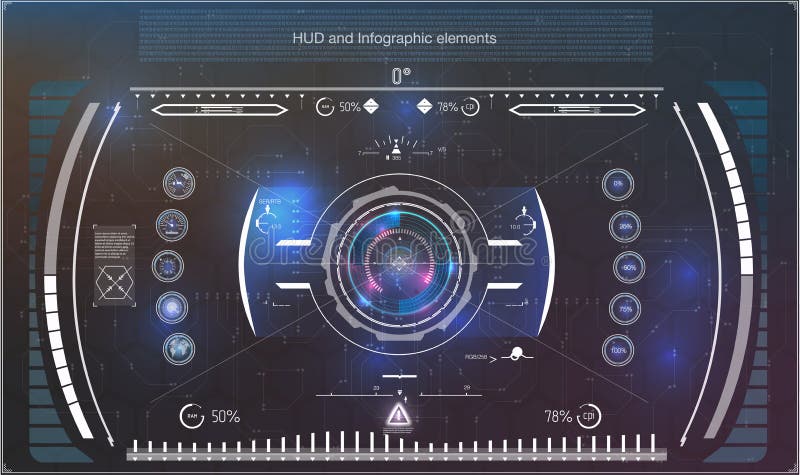 Display navigation elements for the web and app. Futuristic user interface. Virtual graphic. Vector.